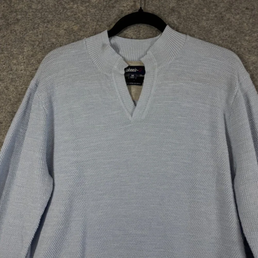 Johnnie-O Light Light Blue Cotton Knit Men's Sweater Size M Casual Golf Pullover